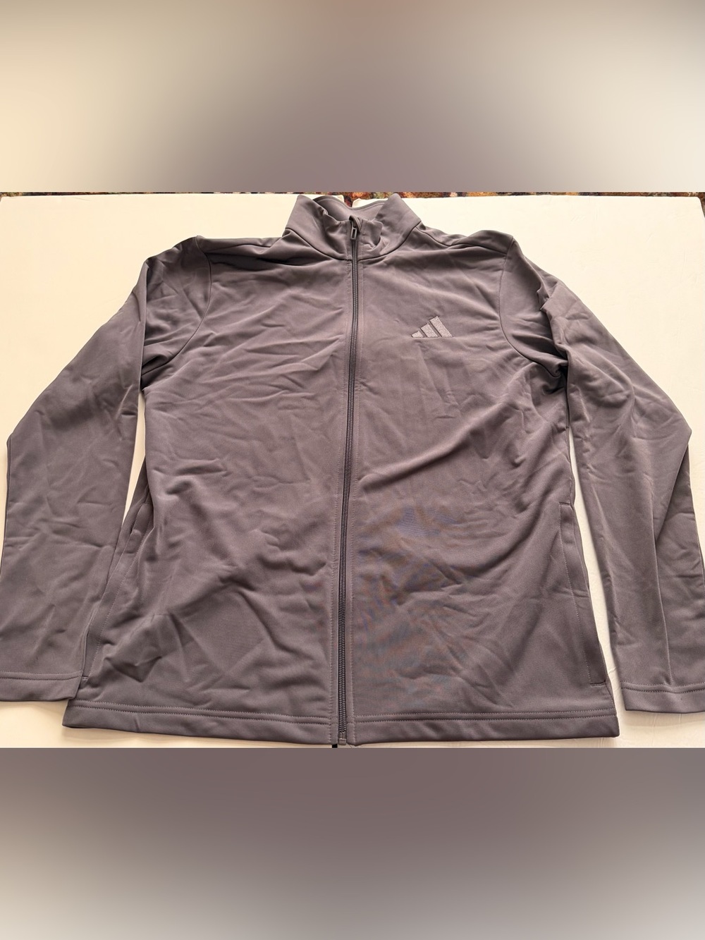 Adidas Mens Medium Gray Full Zip Track Jacket Performance Athletic Brand New